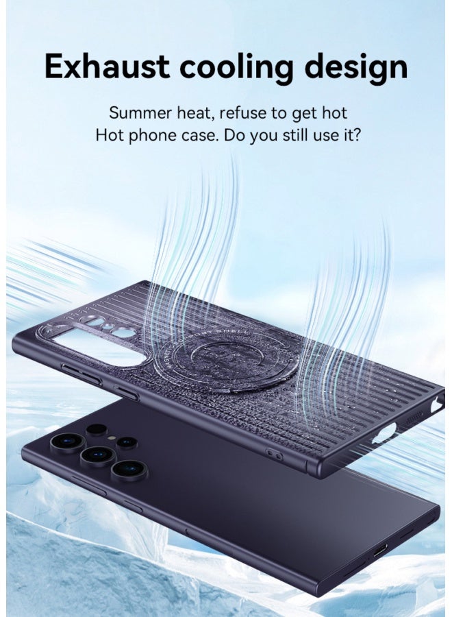 For Samsung Heat Dissipation Magnetic Pull Rod Bracket Phone Case Hollow Shockproof Cover - Image 3