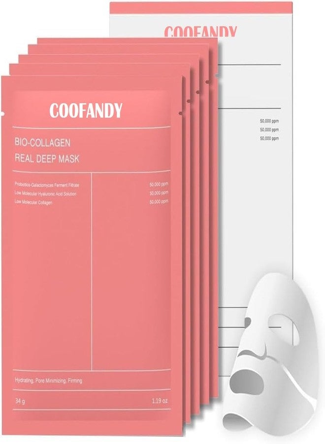 COOFANDY Bio Collagen Face Mask 2 Sheets, Overnight Deep Hydrating Collagen Mask for All Skin Types, Anti-Aging Collagen Sheet Mask, Helps to Minimize Wrinkles, Restores Skin Elasticity & Plumpness - Image 1