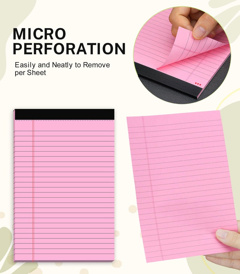 PINJINGPRO Note Pads 5x8, Narrow Ruled Legal Pad, Multicolor Small Notepads, 30 Sheet/notepad, 8 Pack Colored Legal Pads, Pink Legal Pad, Purple Notepad, Perforated Lined Note Pads for Study, Office, To-Do Lists - Image 4