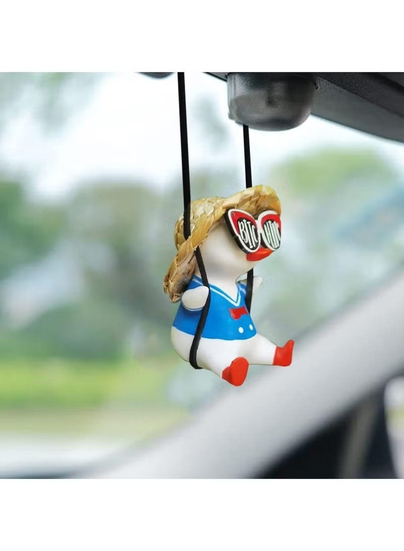 Cute Swing Duck Car Hanging Ornament for Rear View Mirror, Creative and Lovely Duck Car Pendant, Interior Decor Accessories, Festival Atmosphere Decoration - Image 2