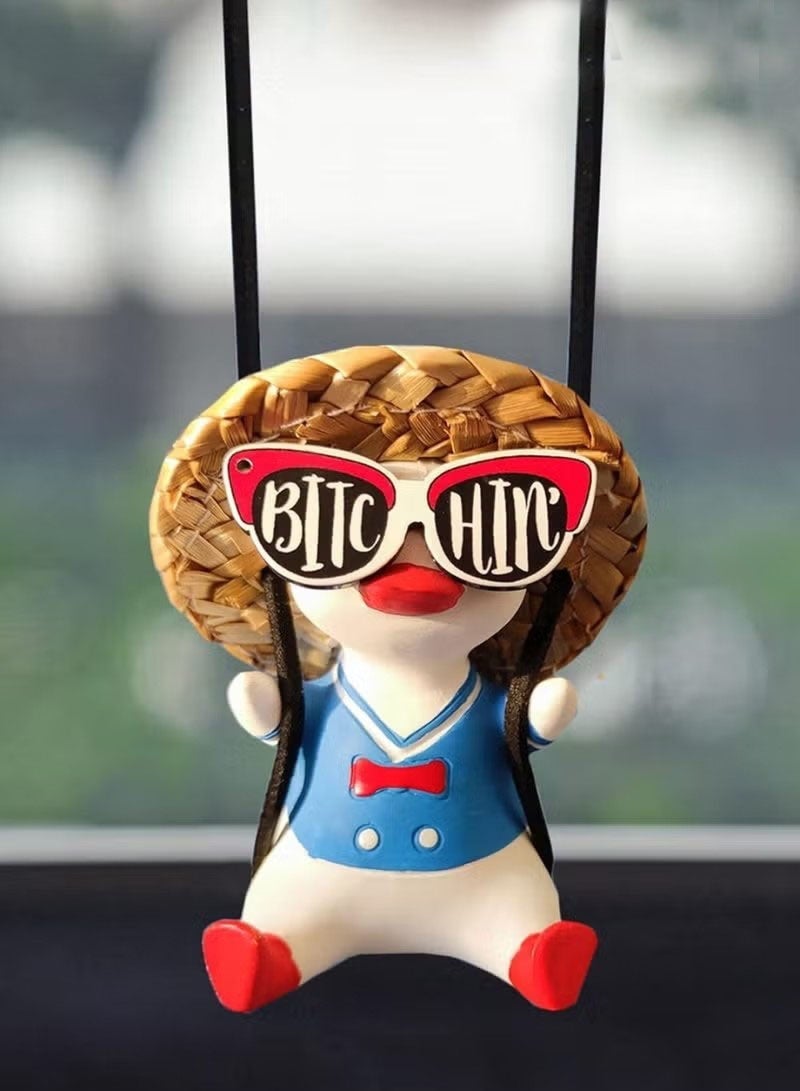 Cute Swing Duck Car Hanging Ornament for Rear View Mirror, Creative and Lovely Duck Car Pendant, Interior Decor Accessories, Festival Atmosphere Decoration - Image 1