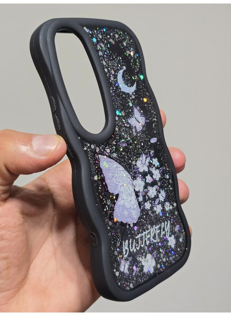 غطاء خلفي مطبوع عليه فراشه و مكتوب عليه Butterfly متوافق  مع هاتف فيفو V50 Lite - Image 2