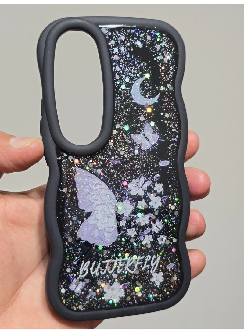 غطاء خلفي مطبوع عليه فراشه و مكتوب عليه Butterfly متوافق  مع هاتف فيفو V50 Lite - Image 1