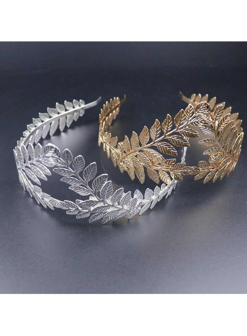 KASTWAVE 2 Pieces Gold Leaf Headband for Women - Elegant Greek Golden Hair Band Crown for Brides & Bridesmaids - Ideal Wedding Hair Accessories - Image 4