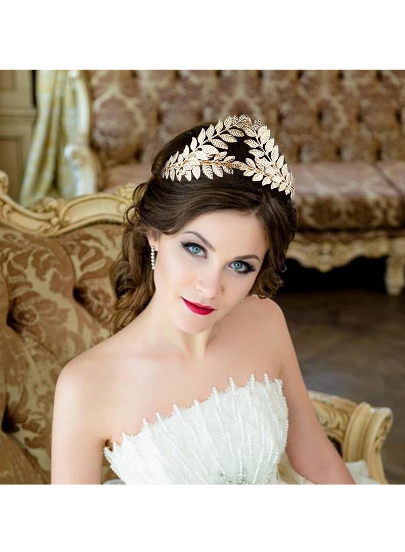 KASTWAVE 2 Pieces Gold Leaf Headband for Women - Elegant Greek Golden Hair Band Crown for Brides & Bridesmaids - Ideal Wedding Hair Accessories - Image 3