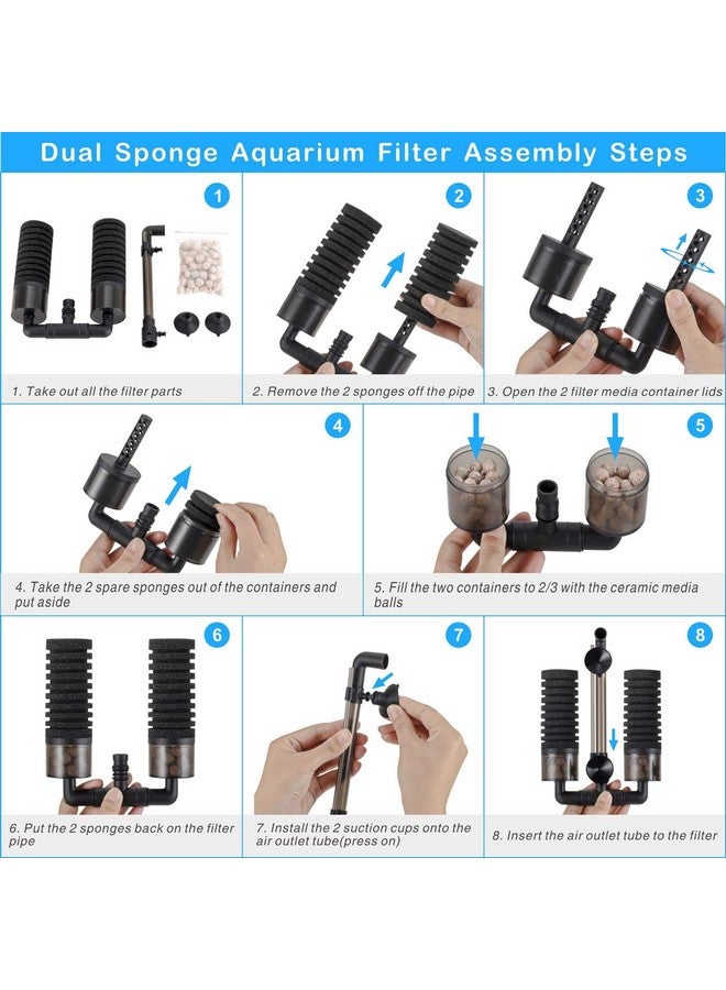 hygger Aquarium Double Sponge Filter for Fresh Water and Salt-Water Fish Tank (M) - Image 5