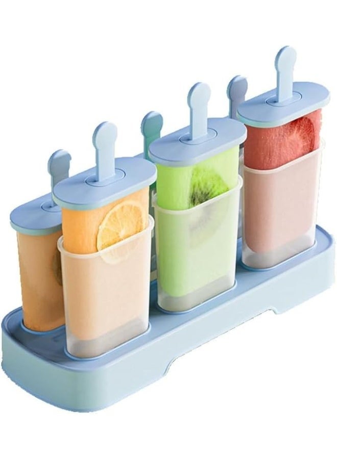 Popsicle Molds Set, 6 Pieces Ice Popsicle Maker, BPA Free Easy Release Ice Pop Molds, Homemade Ice Cream Molds, Reusable Ice Pop Molds, Food Grade Ice Popsicle DIY Moulds, Blue - Image 1
