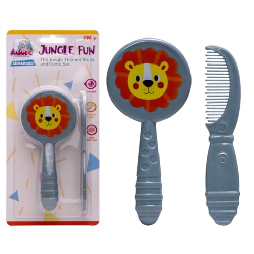 Adore Jungle Fun Brush and Comb Set | Newborn Scalp Grooming Product for Infant Toddler Kids & for New Born Children (Lion) - Image 1
