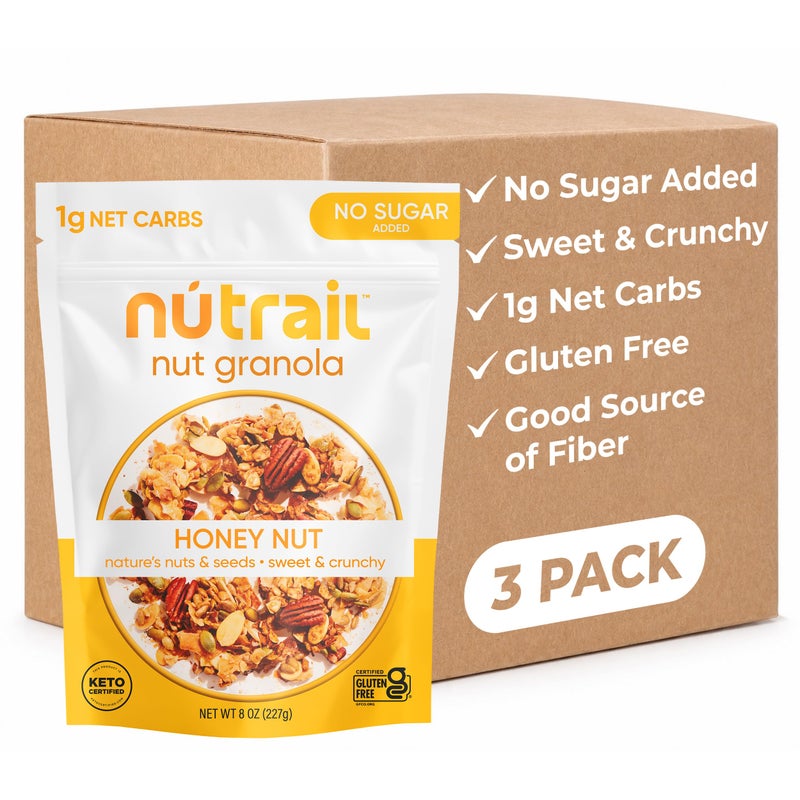 NuTrail Nut Granola Cereal Honey Nut No Sugar Added Keto Low Carb Gluten Free Grain Free Healthy Breakfast 8 oz 3 Count - Image 2