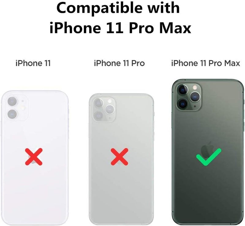 آي كوفر كايس حافظة لهاتف iPhone 11 Pro Max مع حامل بطاقات، من الجلد PU مع خاصية الحامل المغناطيسي، مقاومة للصدمات، غطاء قابل للطي - بني داكن - Image 2