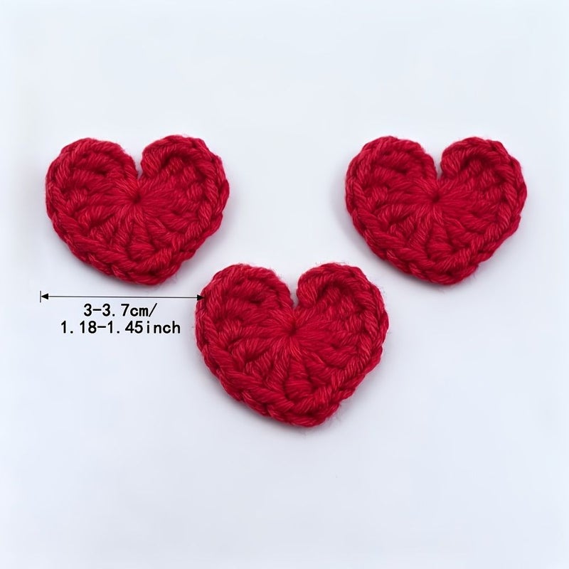 30pcs Handmade Crocheted Heart Flower Patches Multicolor Fabric Appliques for Clothing Bags Jewelry DIY Crafts - Image 3