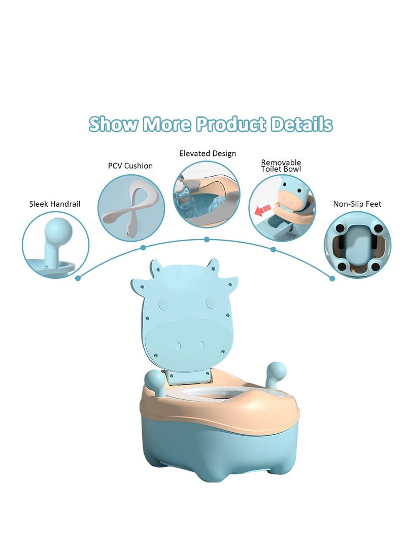 Potty Toilet Trainer Baby Potty Training Seat with Handles, Toddler Kids Potty Chair with Lid u0026 High Back Support Removable Potty Pot Basin, Portable Children Travel Potty Toilet for Camping Outdoor - Image 3