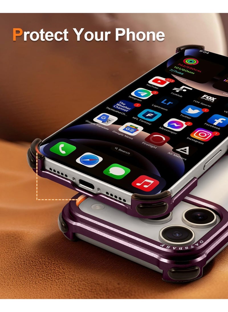 أوتس باسف جراب لهاتف iPhone 18 Pro، تصميم بدون ظهر، إطار من الألومنيوم، حماية ضد الصدمات عند الزوايا الأربع. - Image 3