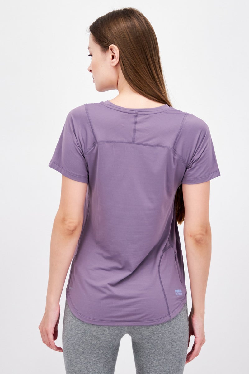 Purple Women Sportswear Fit Short Sleeve Training T-Shirt, Purple - Image 3