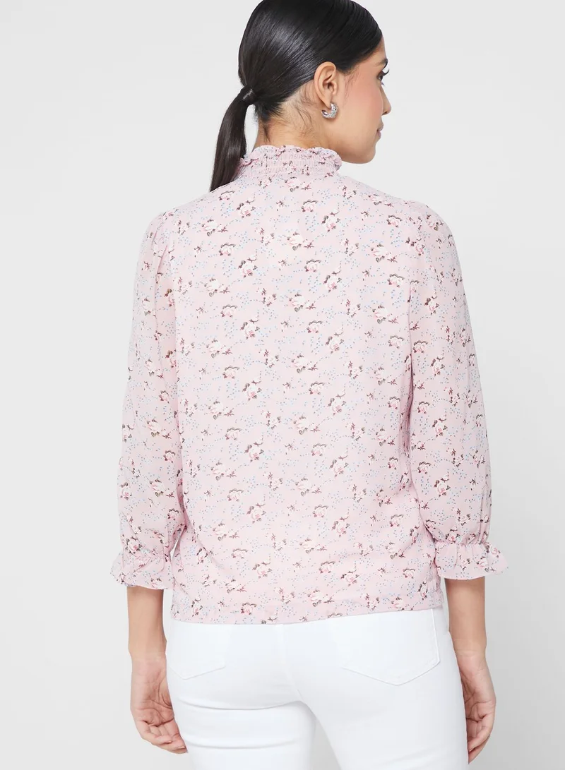 ELLA Ditsy Print High Neck Top