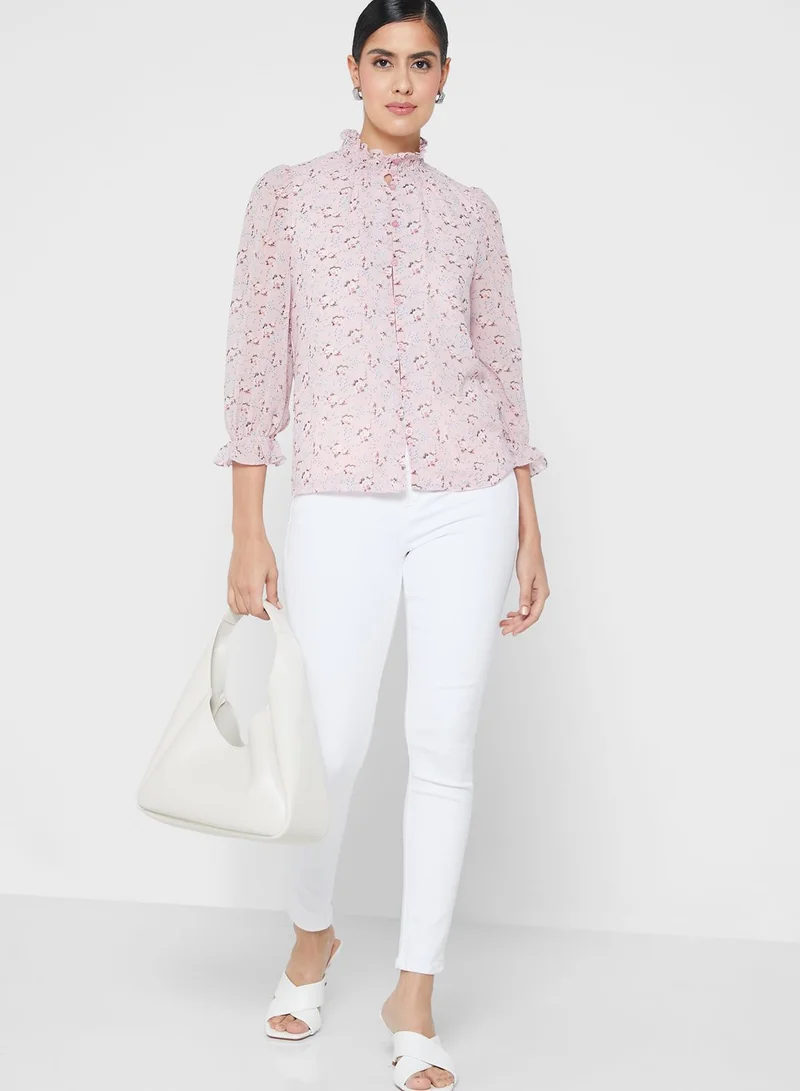 ELLA Ditsy Print High Neck Top
