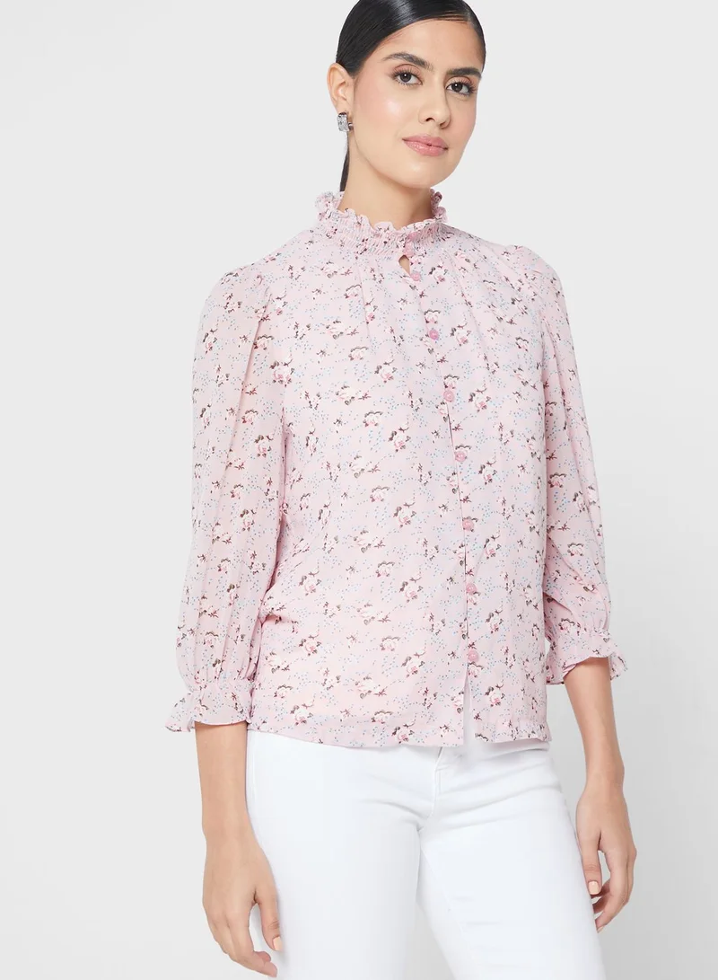ELLA Ditsy Print High Neck Top