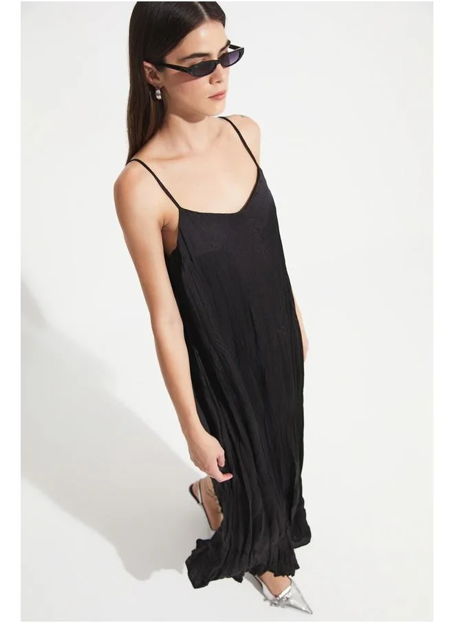 جون June Strappy Loose Fit Dress Black