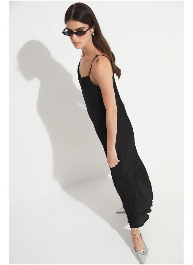 جون June Strappy Loose Fit Dress Black