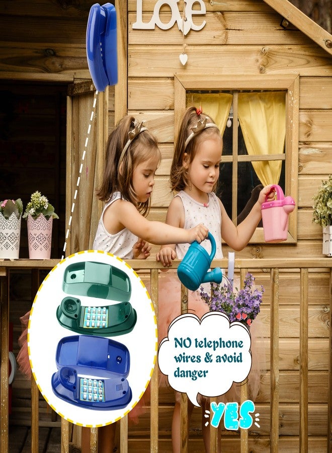 Haconba 2 Pack Swingset Phone Toys Playground Swing Set Telephone Plastic Pretend Play Telephone with Numeric Key for Kids Outdoor Playground Treehouse Accessories (Green, Blue) - Image 4