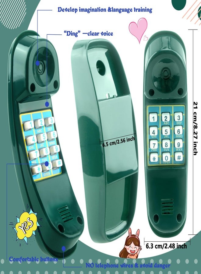 Haconba 2 Pack Swingset Phone Toys Playground Swing Set Telephone Plastic Pretend Play Telephone with Numeric Key for Kids Outdoor Playground Treehouse Accessories (Green, Blue) - Image 2