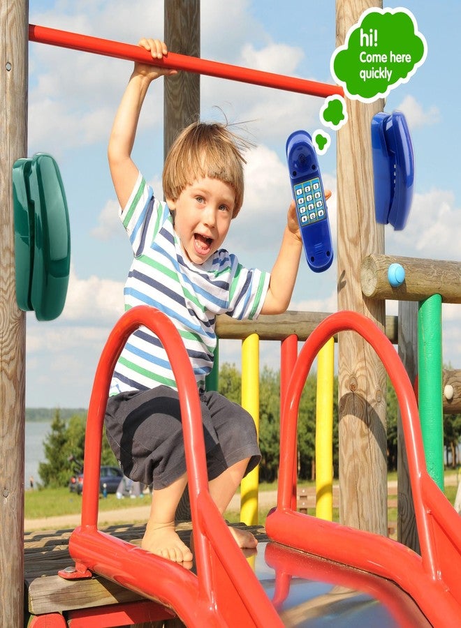Haconba 2 Pack Swingset Phone Toys Playground Swing Set Telephone Plastic Pretend Play Telephone with Numeric Key for Kids Outdoor Playground Treehouse Accessories (Green, Blue) - Image 3