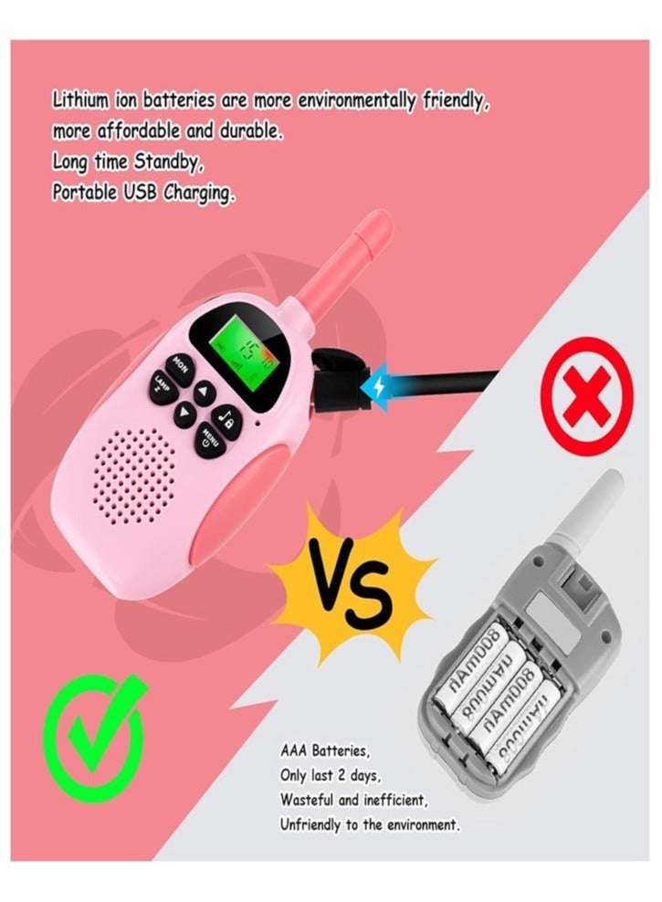 Kid Walkie Talkies Device 2PCS, Up to 3 KM Distance with Rechargeable Battery, Used for Indoor & Outdoor Picnic Camping Survival Riding and Hiking  - Image 4