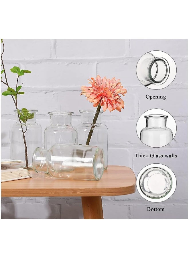 FUFU 6 Pack Living Vases Clear Glass Flower Vase Decorative Glass Bottles Small Vintage Flower Bottle Table Centerpiece Decoration for Home Wedding Party Event Office Modern Decor Clear (125ml) - Image 4