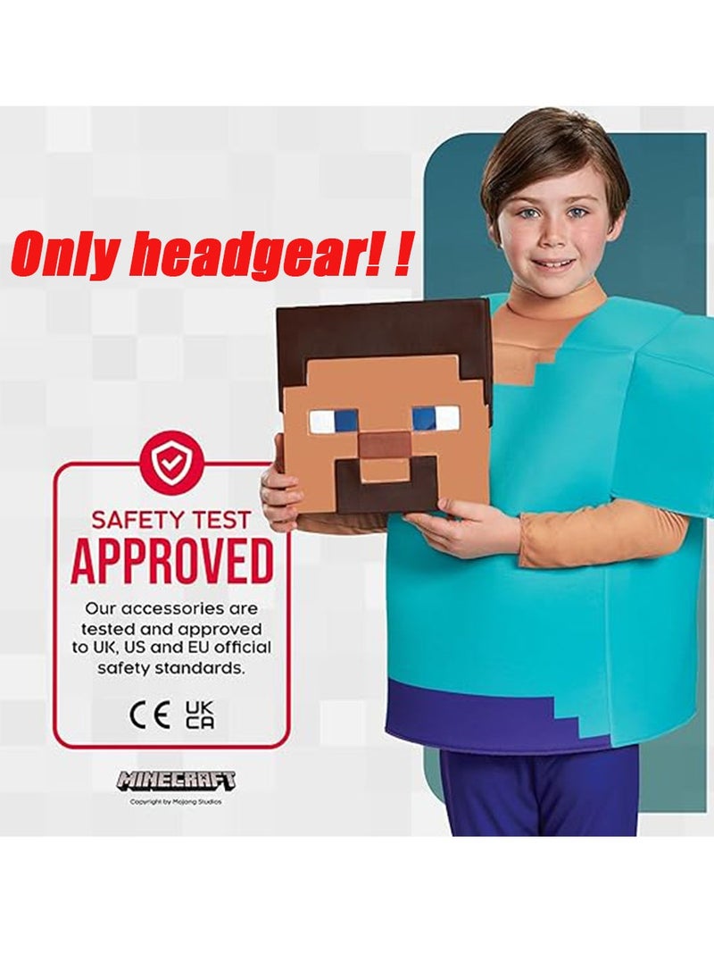 ماين كرافت صندوق ورقي على شكل رأس ستيف من ماين كرافت، غطاء رأس من الكرتون، ملحقات الألعاب، ديكورات الأداء، أدوات الأداء  - Image 2