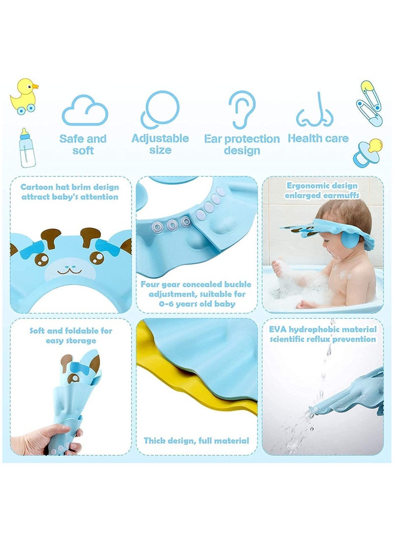 Mr. Penda 3 Pack Baby Shower Cap, Adjustable Silicone Shampoo Visor Bath Hat, Infants Soft Protection Safety, Protect Ear Eye Baby Hair Washing Aids for Baby Toddler Children Kids (Blue Pink Yellow)  - Image 5