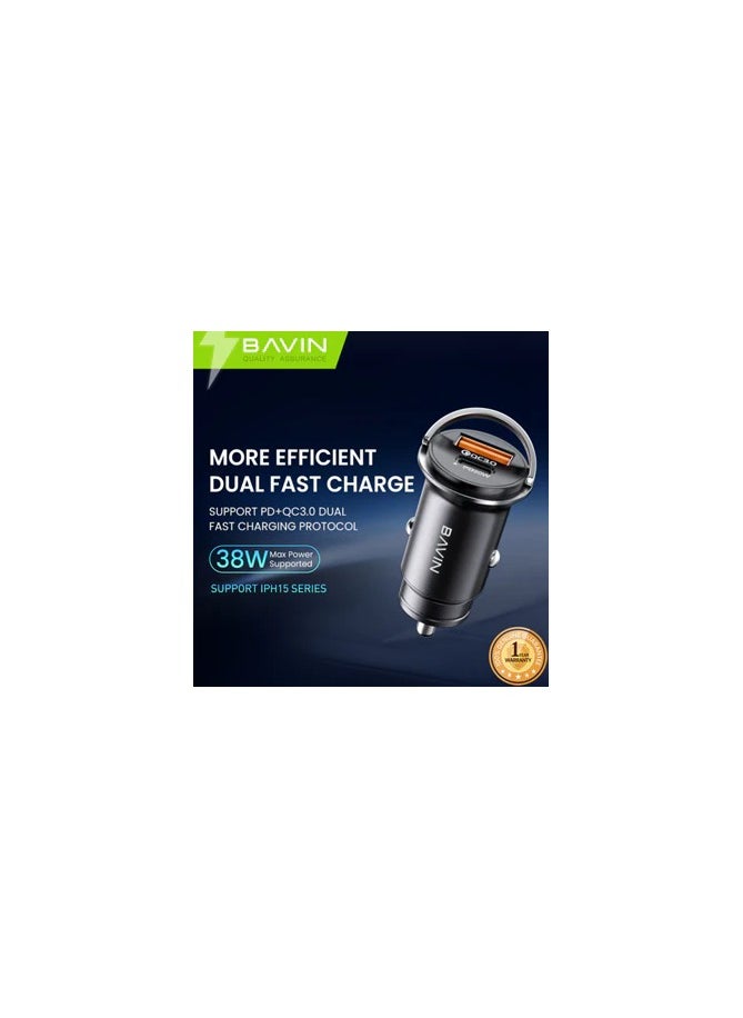 Bavin - BAVIN PC890 38W PD 20W + Qc3.0 18W Fast Charging Car Charger Widely Compatible for iPhone 15 Series - Image 1