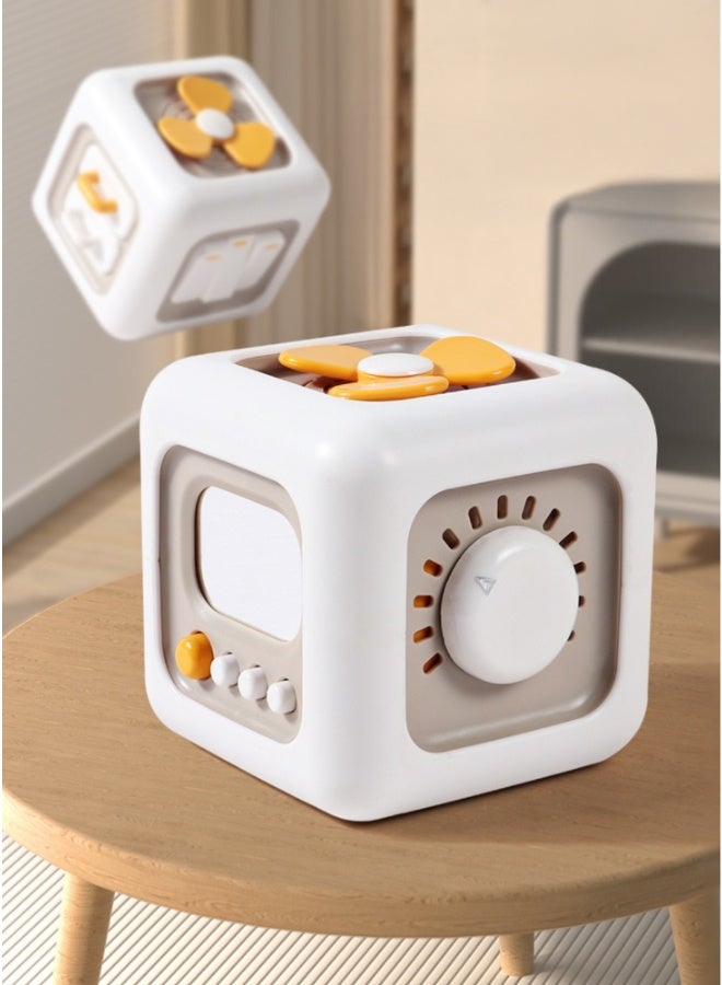 شبيلي مكعب نشاط مونتيسوري تعليمي للأطفال من عمر 12 شهراً فما فوق مفاتيح حسية أزرار مقابض درج مرآة آمنة مادة ABS 9x9x9 سم لعبة محمولة تنمي المهارات الحركية والتنسيق هدية عيد ميلاد للأولاد والبنات WHITE - Image 5