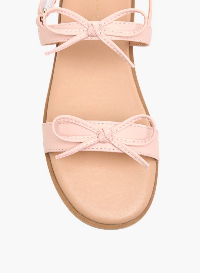 Flora Bella By Shoexpress Bow Accent Sandals with Hook and Loop Closure - Image 3