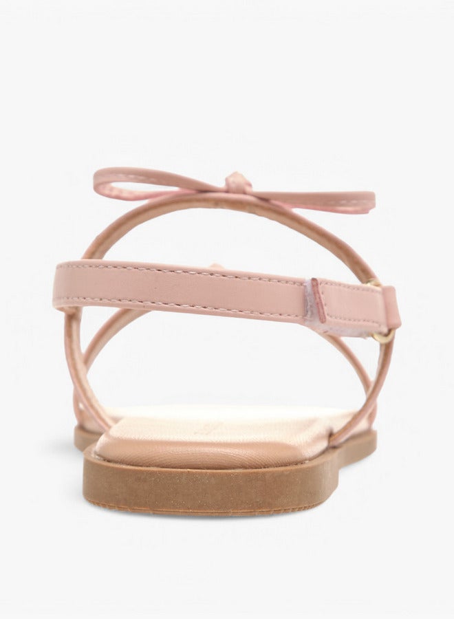 Flora Bella By Shoexpress Bow Accent Sandals with Hook and Loop Closure - Image 4