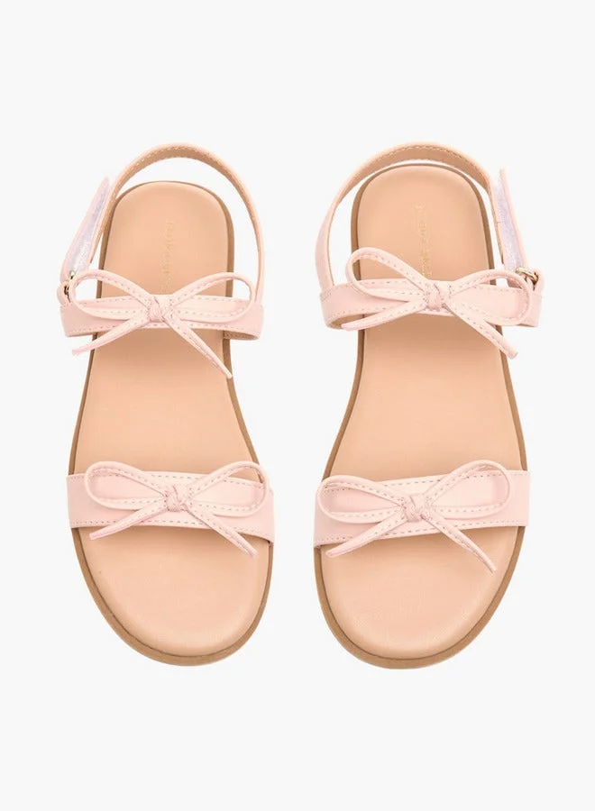 Flora Bella By Shoexpress Bow Accent Sandals with Hook and Loop Closure