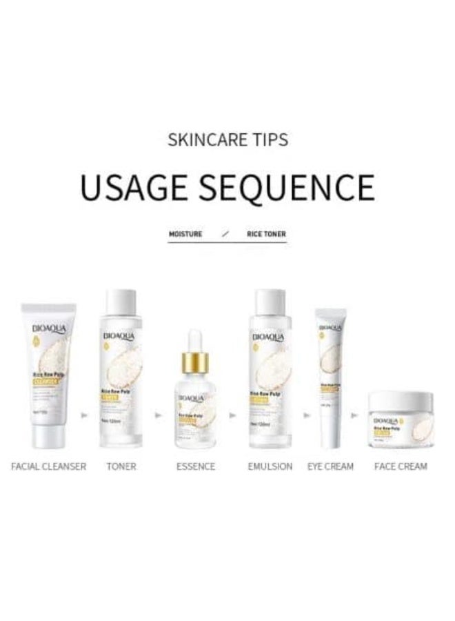 BIOAQUA Rice Raw Pulp Rejuvenating Skincare Set – Moisturizing 6-in-1 Face Care Kit with Rice Extract for Hydrating, Brightening & Nourishing Skin - Image 2
