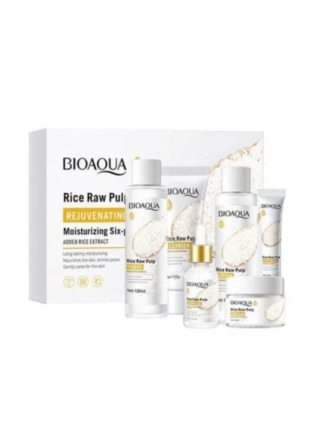 BIOAQUA Rice Raw Pulp Rejuvenating Skincare Set – Moisturizing 6-in-1 Face Care Kit with Rice Extract for Hydrating, Brightening & Nourishing Skin - Image 4