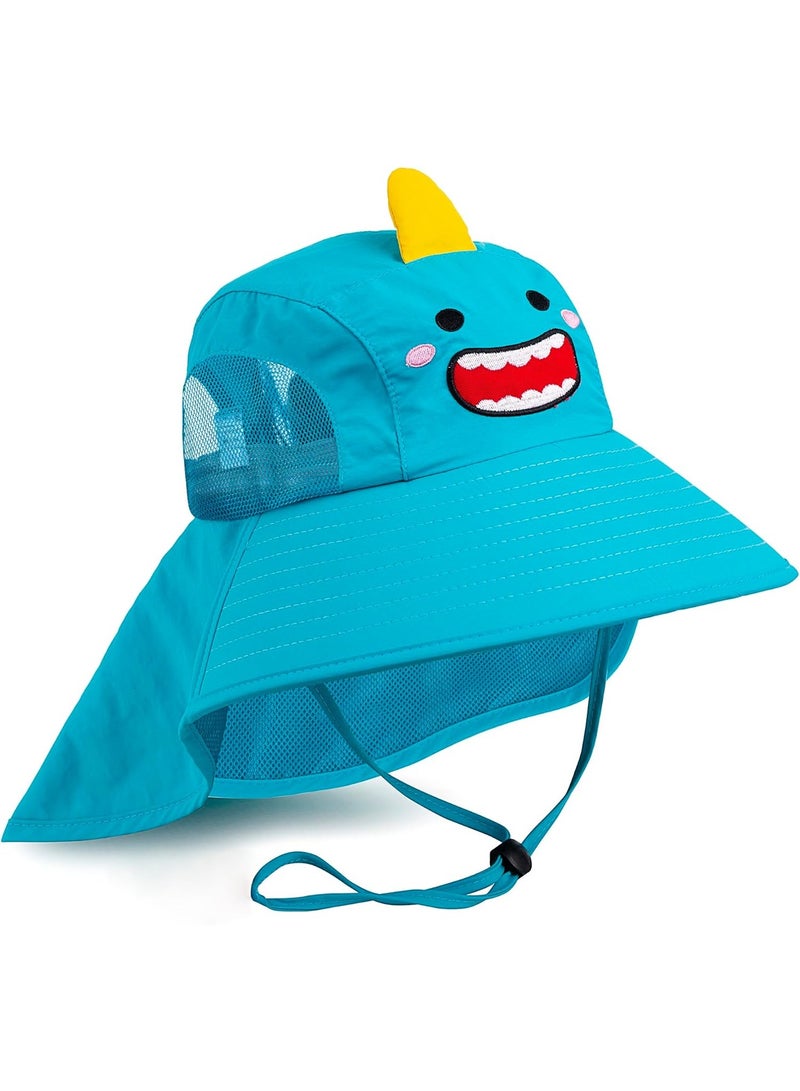 Kids Sun Hat UPF 50+ Boy Girl Protection Hat Wide Brim Beach Hats with Mesh and Adjustable Chin Strap - Image 1