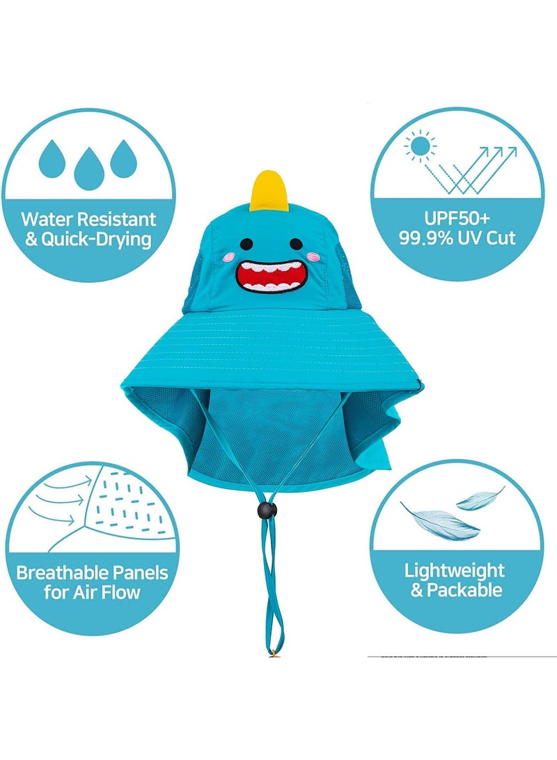 Kids Sun Hat UPF 50+ Boy Girl Protection Hat Wide Brim Beach Hats with Mesh and Adjustable Chin Strap - Image 3