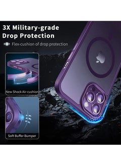 INFOSUN INFOSUN iPhone 12/12 Pro Case Cover Compatible with Magsafe Magnetic Designed Shockproof Case Translucent Matte Protective Cover Back Hard Cases with Magnet for iPhone 12/12 Pro Case Purple  - Image 4