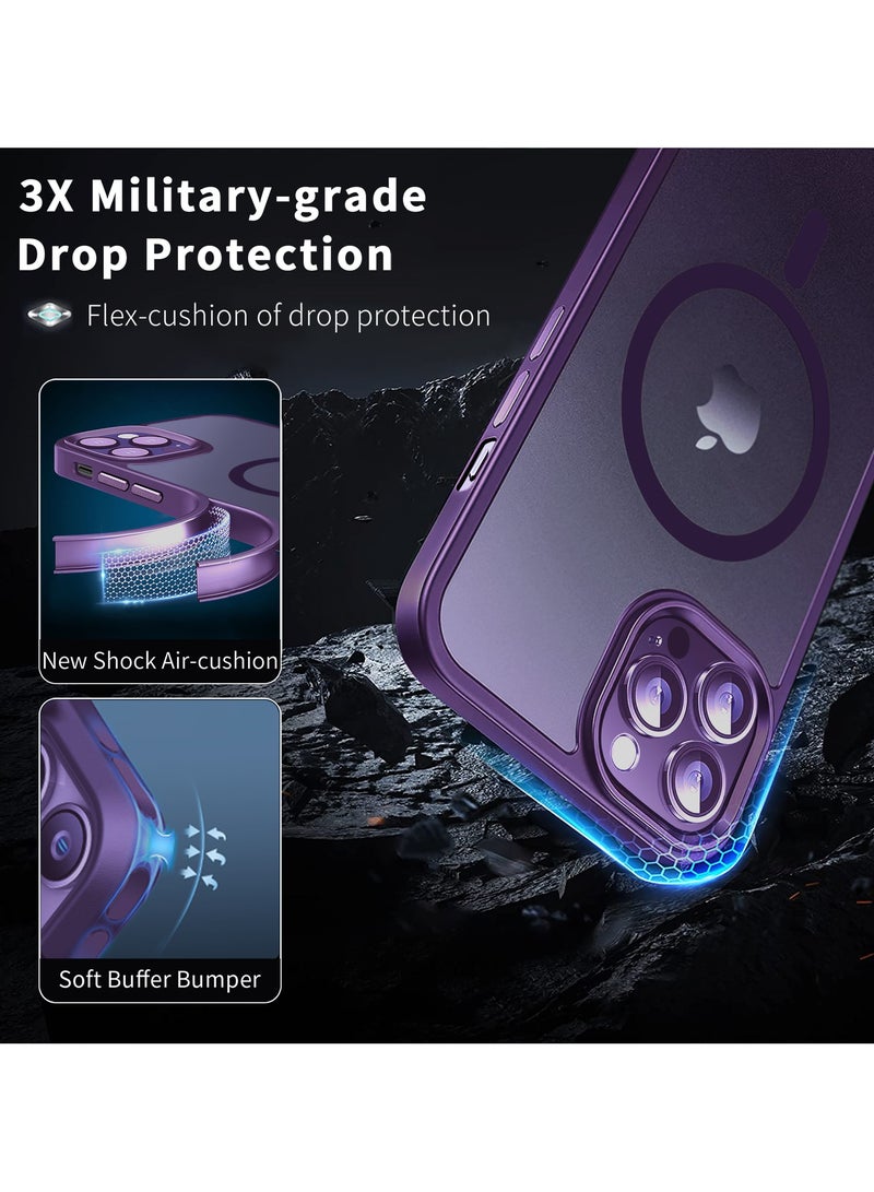 INFOSUN iPhone 12/12 Pro Case Cover Compatible with Magsafe Magnetic Designed Shockproof Case Translucent Matte Protective Cover Back Hard Cases with Magnet for iPhone 12/12 Pro Case Purple - Image 4