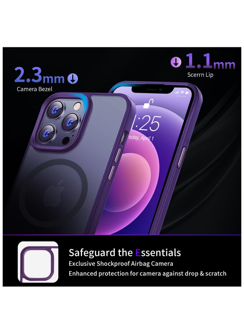 INFOSUN iPhone 12/12 Pro Case Cover Compatible with Magsafe Magnetic Designed Shockproof Case Translucent Matte Protective Cover Back Hard Cases with Magnet for iPhone 12/12 Pro Case Purple - Image 5