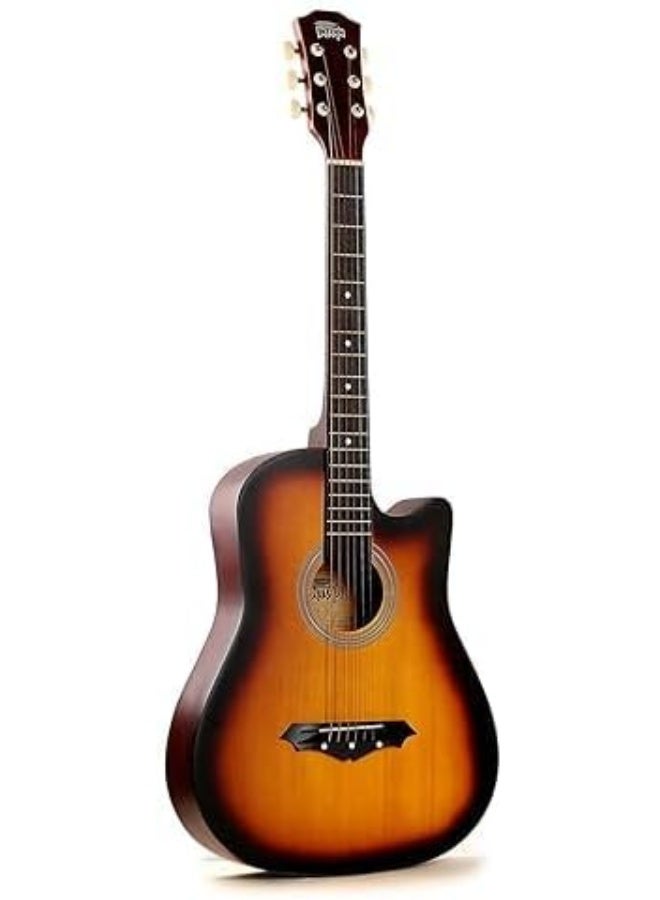 MegArya Glossy Acoustic Guitar 38 Inch Beginner Combo With Bag, Capo, Picks, Pick Guard, Pick Holder And Strap - Image 2