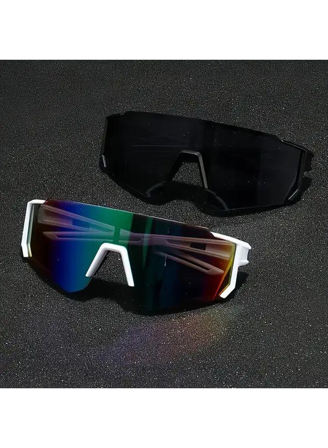 2 Pairs Mens Large Frame Fashion Glasses Lightweight Durable Black Gray White Green - Image 1
