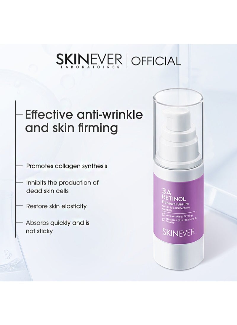 SKIN EVER - 3A Retinol Renewal Serum，Contains Retinol, Acetyl Hexapeptide-1, Centella Asiatica Extract, Ceramide, Anti-Aging, Reducing Facial Wrinkles, Improving Skin Elasticity And Firmness (20ml) - Image 1