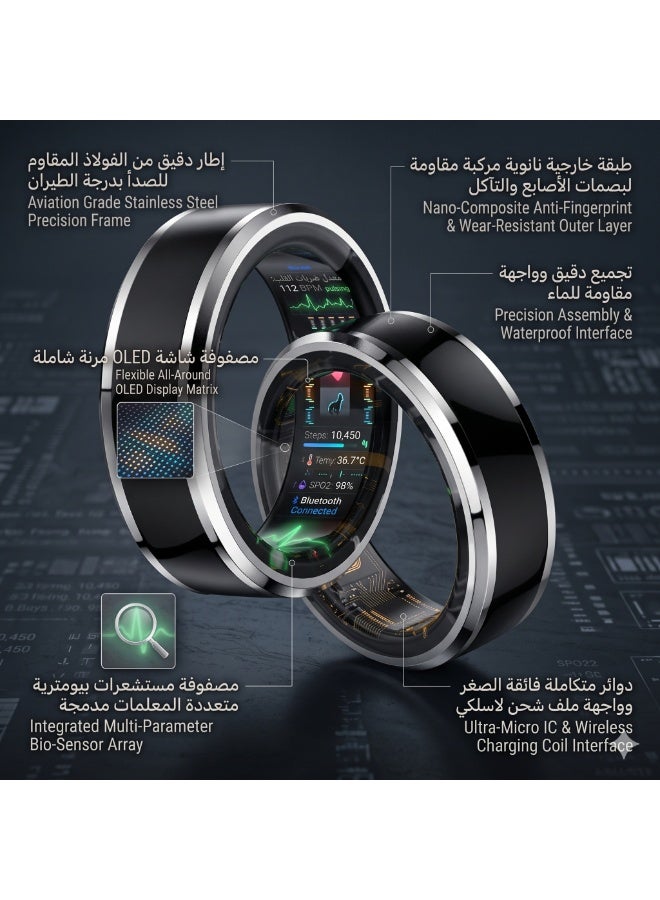 AirYoung Smart Ring Fitness for Men Women, Health Sleep Heart Rate Oxygen Smart Ring ,IP67 Waterproof Bluetooth Rings Injection Glue CYFIT Sports Smart Ring - Image 2