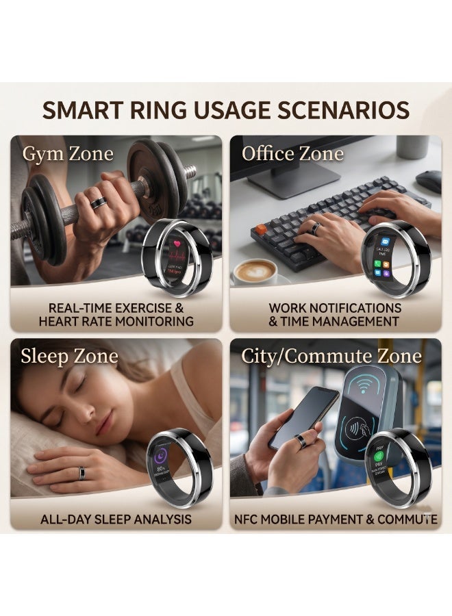 AirYoung Smart Ring Fitness for Men Women, Health Sleep Heart Rate Oxygen Smart Ring ,IP67 Waterproof Bluetooth Rings Injection Glue CYFIT Sports Smart Ring - Image 5