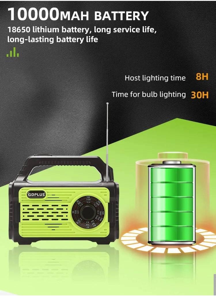 Generic Solar and regular charging lamp, portable power panel, 4 LED bulbs, power bank, subwoofer and radio for outdoor camping  - Image 1