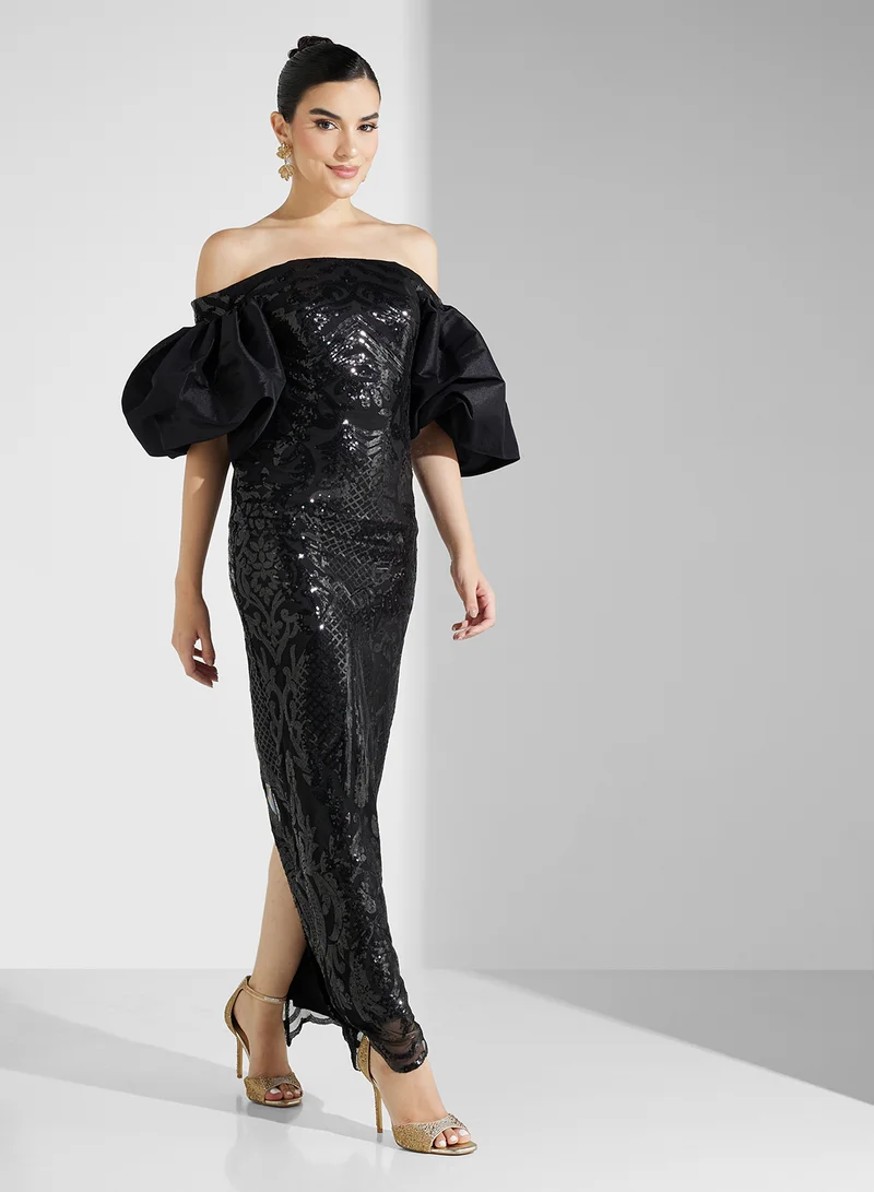 Namshi x Sequin Off-Shoulder Dress
