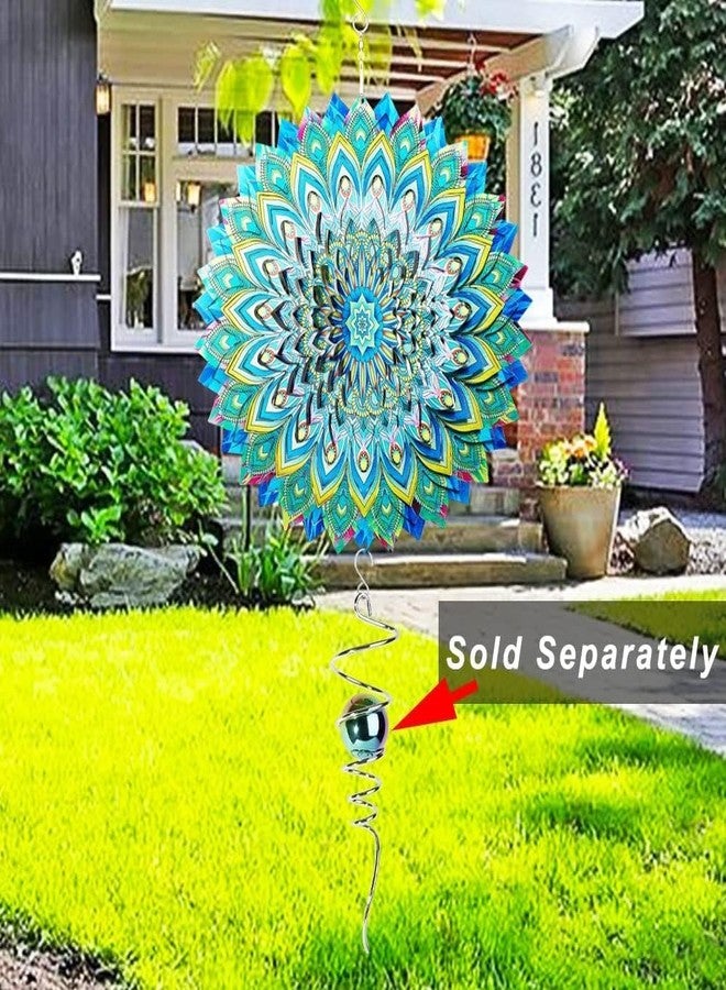OMCCHK Peacock Wind Spinners Outdoor, 12 Inch Stainless Steel Spinfinity Wind Spinner, Wind Chimes Garden Decor for Outside, 3D Kinetic Hanging Sculpture Suncatcher, Metal Yard Art Ornament, Gifts - Image 3